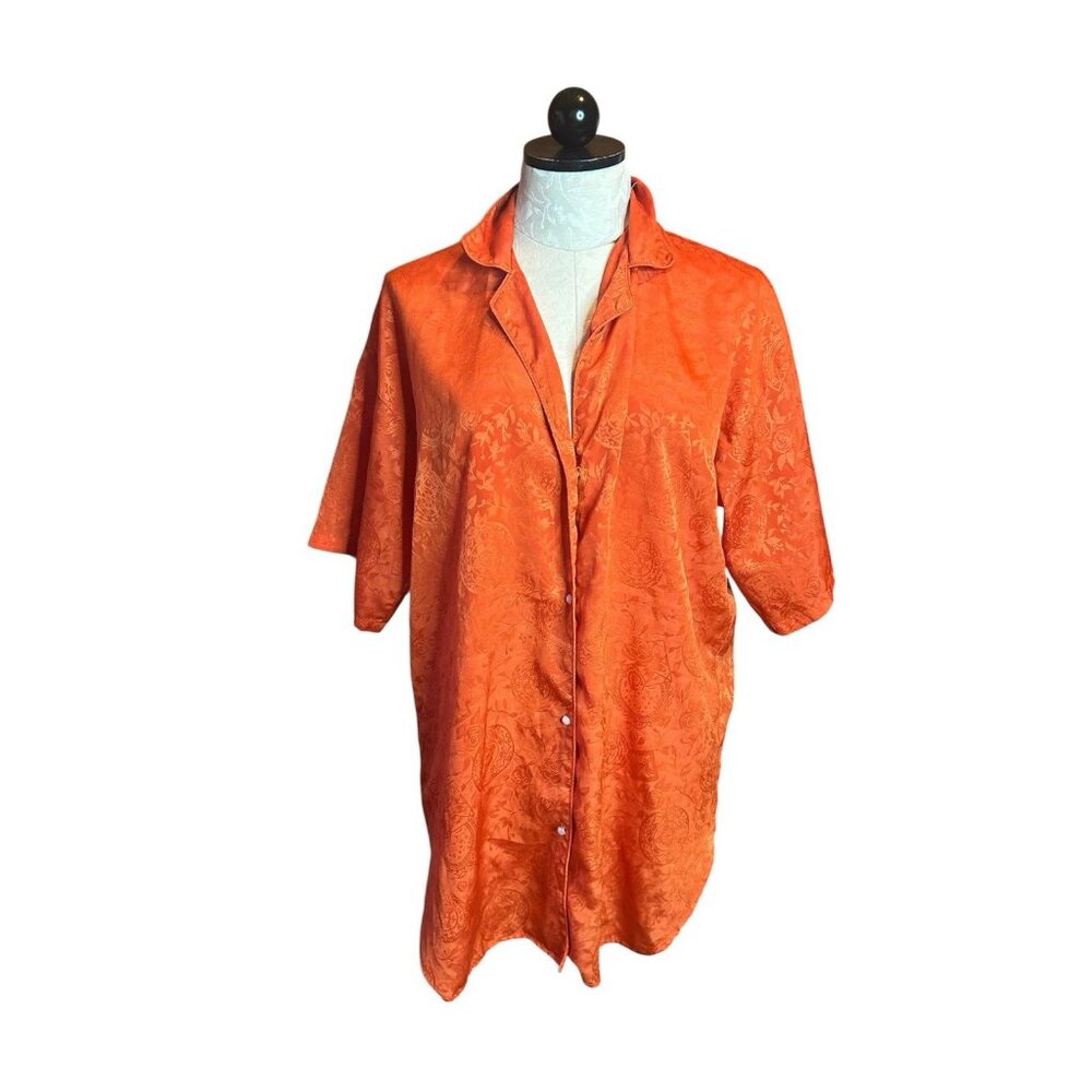 VTG 90s Gold‎ Label Victoria’s Secret 1 Piece Top Nightgown Orange Korea Sz S